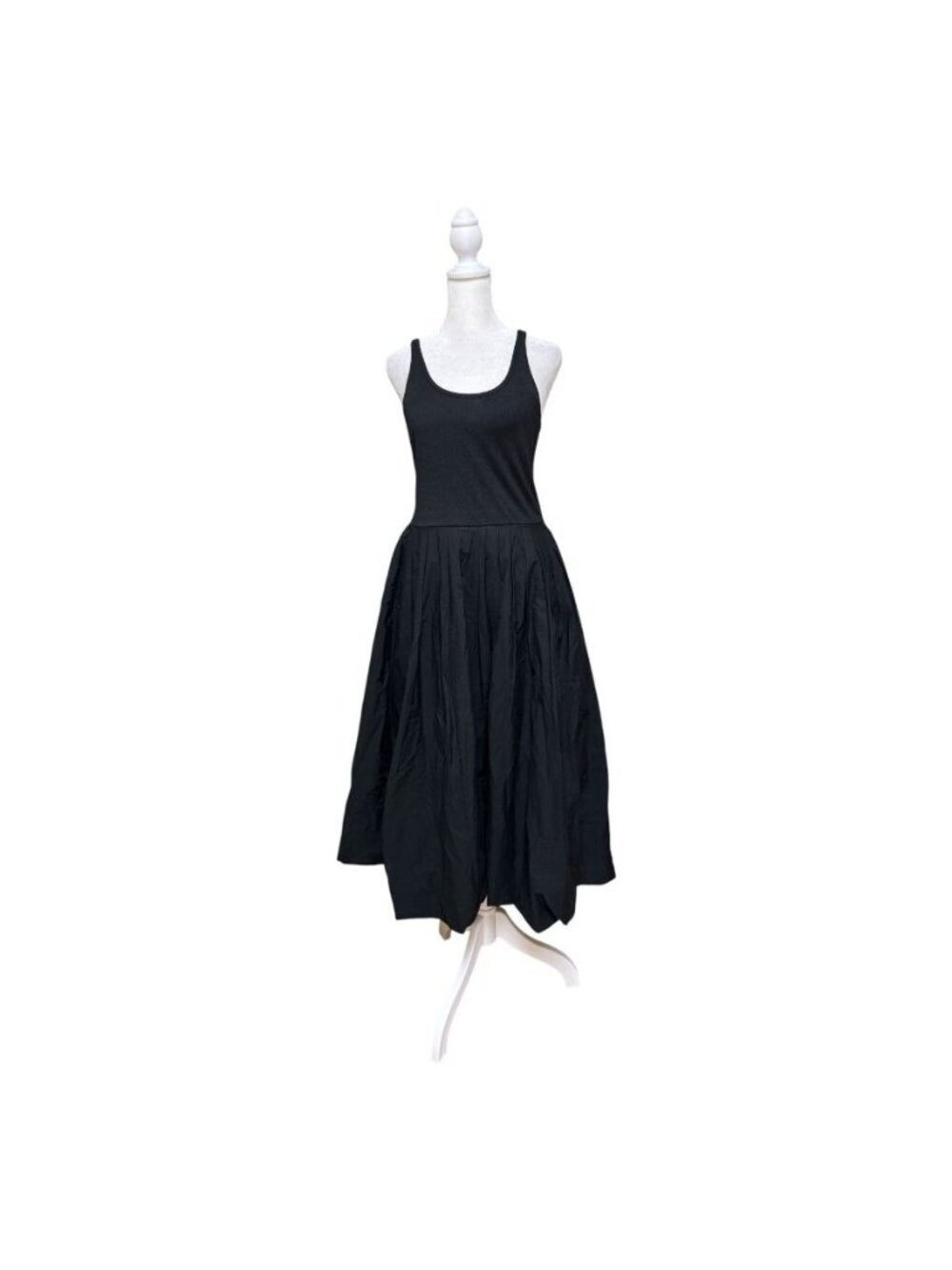 J.Crew Black Balloon Hem Maxi Dress Sleeveless Pockets Cotton Modal S